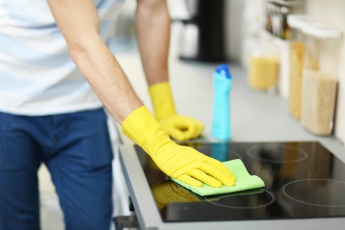 Local cleaners preparing a KT2 flat for tenancy handover