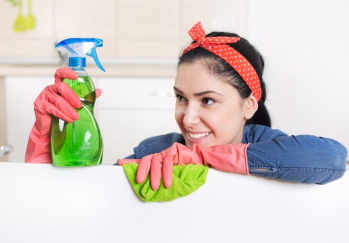 Local oven cleaner working in a KT2 property kitchen
