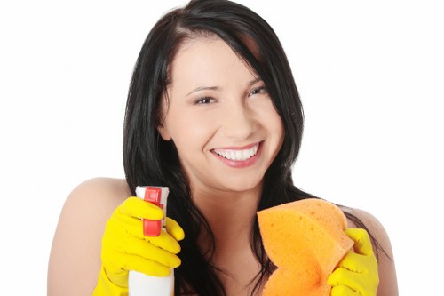 Carpet cleaning team following safety procedures in a home
